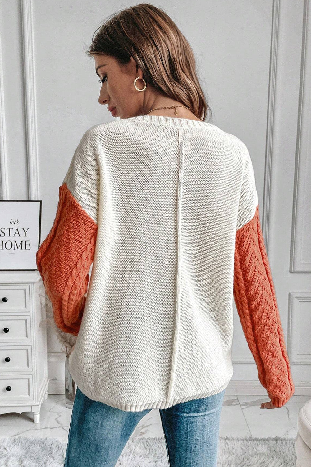 Gold Flame Colorblock Patched Pocket Drop Shoulder Sweater Sweaters JT's Designer Fashion