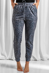 Gray Breezy Leopard Joggers Pants & Culotte JT's Designer Fashion