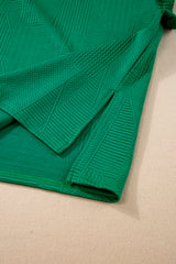 Dark Green Textured Ruffle Split Top and Drawstring Shorts Short Sets JT's Designer Fashion