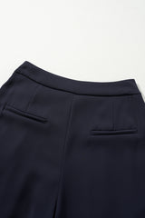 Dirty blue Dual Buttoned High Waist Pleated Wide Leg Pants Pants & Culotte JT's Designer Fashion