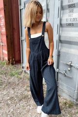 Sail Blue Plaid Print Buttoned Pocketed High Waist Overall Jumpsuits & Rompers JT's Designer Fashion