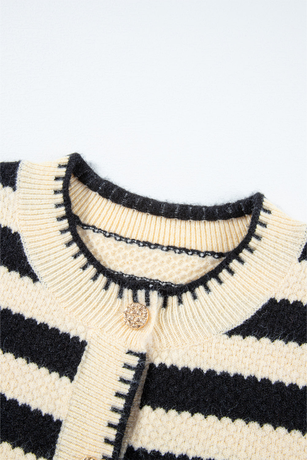 Apricot Stripe Chic Golden Button Cardigan Sweater Cardigans JT's Designer Fashion