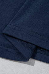 Navy Blue Contrast Lace Raglan Sleeve Pleated Detail Shift Dress T Shirt Dresses JT's Designer Fashion
