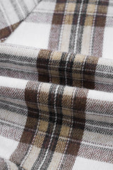 White Plaid Bubble Sleeve Flowy Shirt Dress Mini Dresses JT's Designer Fashion