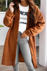 Gold Flame Textured Collared Drop Shoulder Buttoned Front Duster Coat Gold Flame 97%Polyester+3%Elastane Coats JT's Designer Fashion