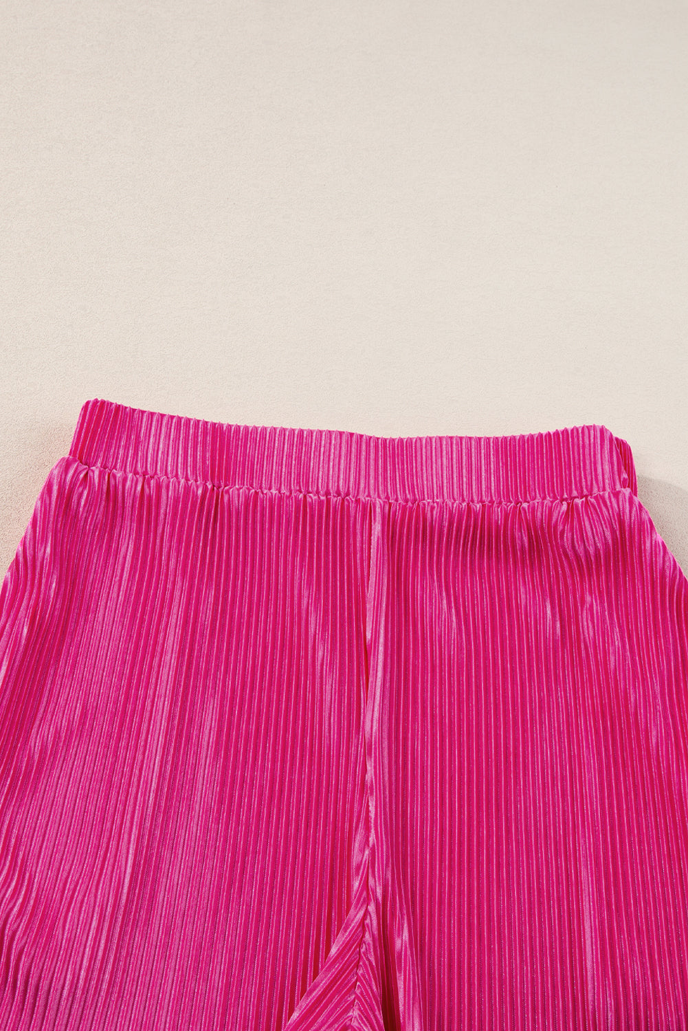 Bright Pink Casual Pleated Short Two-piece Set Short Sets JT's Designer Fashion