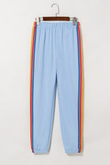 Light Blue Counting Rainbows High Waist Sweatpants Pants & Culotte JT's Designer Fashion