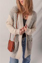 Color Block Side Pockets Open Front Cardigan Cardigans JT's Designer Fashion