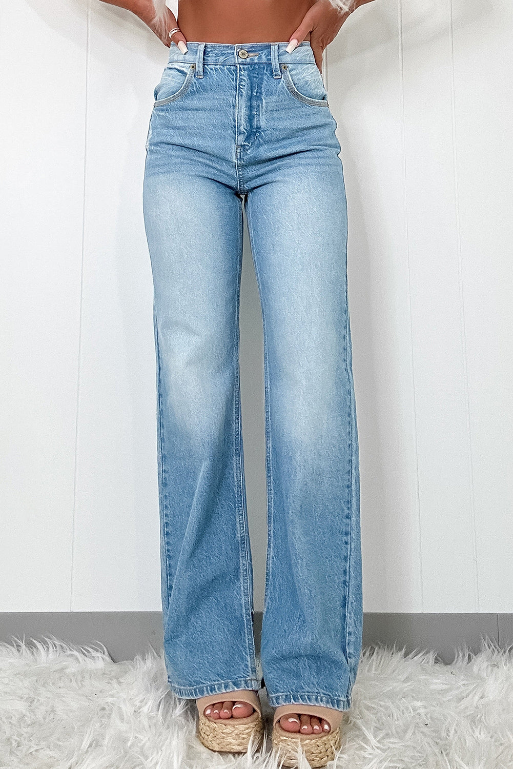 Myosotis High Rise Shift Slit Leg Straight Jeans Myosotis 75%Cotton+23%Polyester+2%Elastane Jeans JT's Designer Fashion