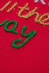 Racing Red Sparkle All The Way Tinsel Crew Neck Plus Size Sweater Plus Size Sweaters & Cardigans JT's Designer Fashion