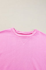 Pink Candy Colorblock French Terry Top Long Sleeve Tops JT's Designer Fashion