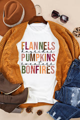 White FLANNELS PUMPKINS BONFIRES Crewneck Graphic Tee Graphic Tees JT's Designer Fashion