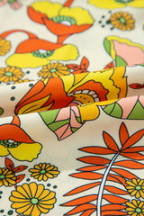 Yellow Cream Floral Print V Neck Puff Sleeve Mini Dress Floral Dresses JT's Designer Fashion