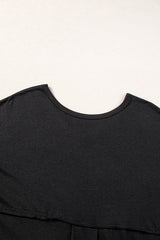 Black V Neck Hidden Pocket Splits Maxi T-shirt Dress T Shirt Dresses JT's Designer Fashion