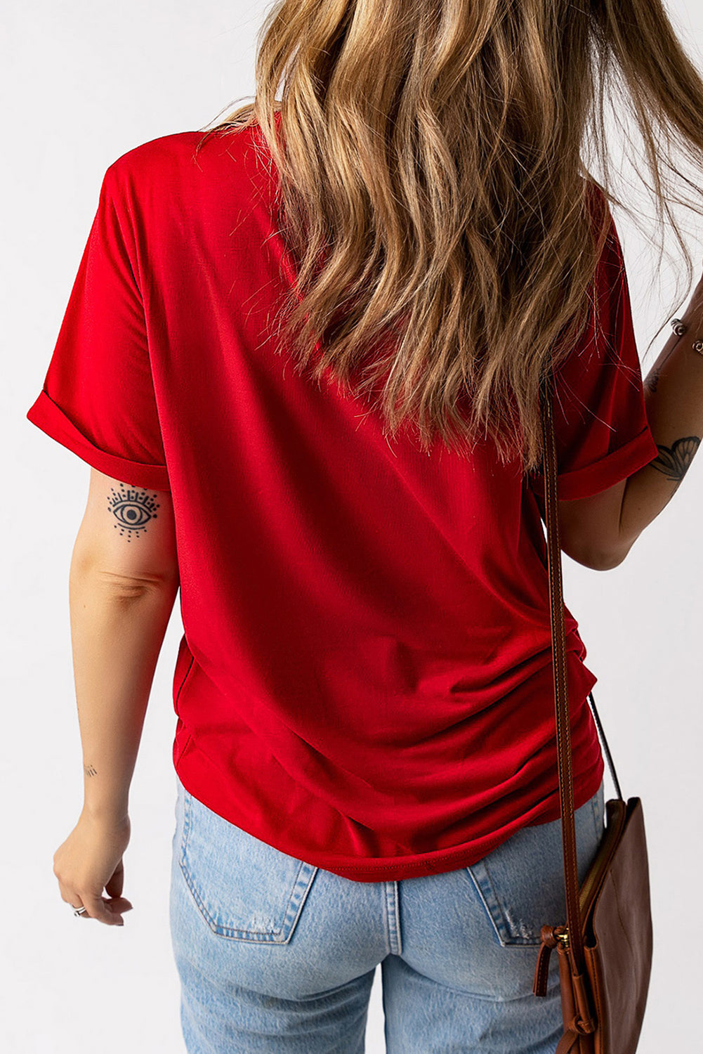 Red Rugby Bowknot Graphic Crew Neck Tee Graphic Tees JT's Designer Fashion