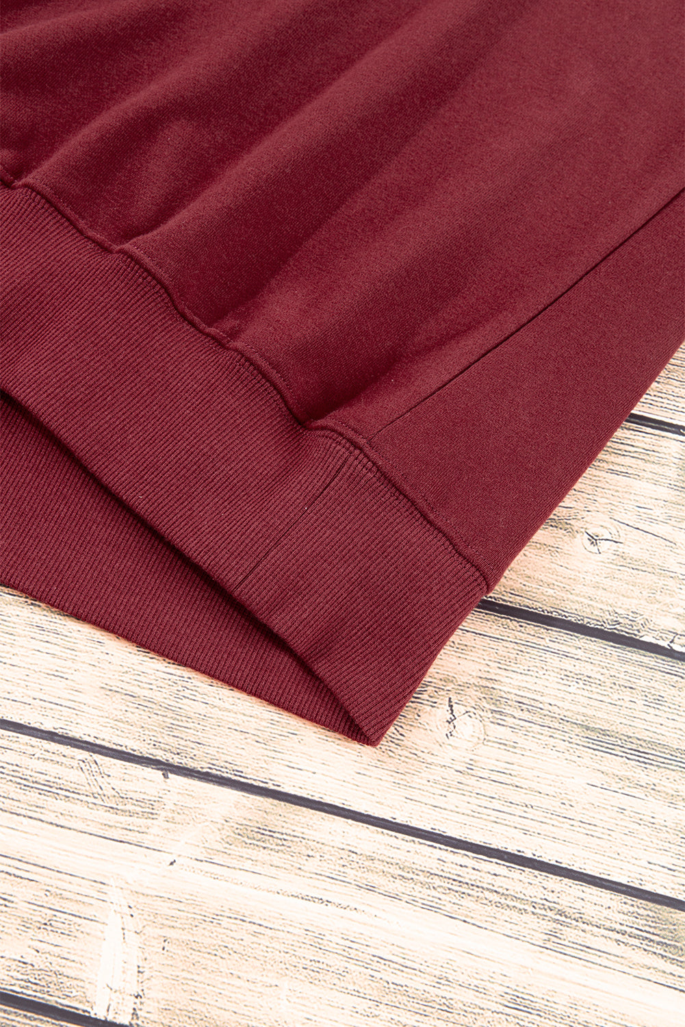 Burgundy Plain Drop Shoulder Crewneck Pullover Sweatshirt Sweatshirts & Hoodies JT's Designer Fashion