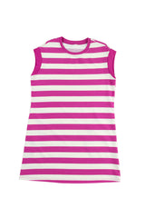 Rose Stripe Cap Sleeve Pocketed Shift T-shirt Dress T Shirt Dresses JT's Designer Fashion