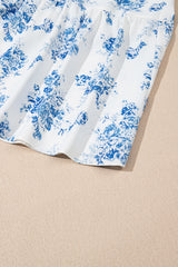 Sky Blue Boho Floral High Waist Ruffle Split Maxi Skirt Skirts & Petticoat JT's Designer Fashion
