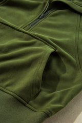 Moss Green Quarter Zip Stand Neck Kangaroo Pocket Sweatshirt Sweatshirts & Hoodies JT's Designer Fashion
