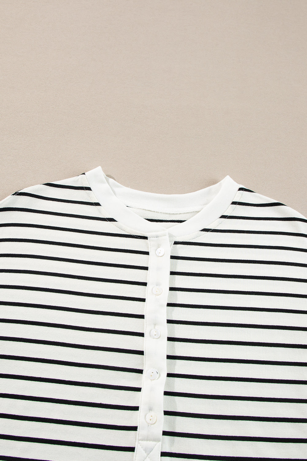Black white Stripes Printed Half Button Long Sleeve Top and Shorts Set Short Sets JT's Designer Fashion