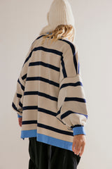 White Colorblock Drop Shoulder Buttoned Loose Cardigan Cardigans JT's Designer Fashion