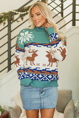 Canton Christmas Reindeer Snowflake Colorblock Turtleneck Sweater Sweaters JT's Designer Fashion