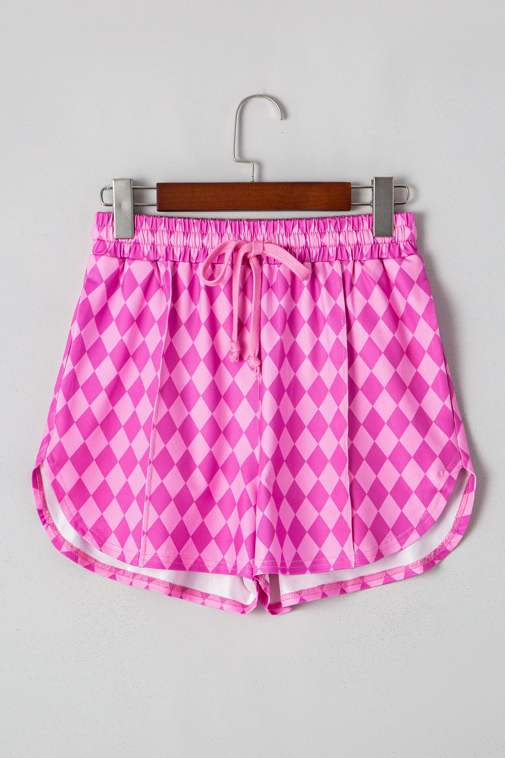 Pink Geometric Print Active Casual Shorts with Slits Casual Shorts JT's Designer Fashion