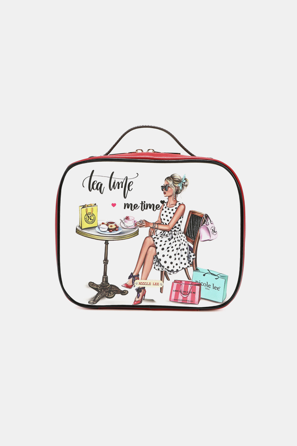 Nicole Lee USA Printed Handbag with Three Pouches Tea Time Me Time One Size Handbags JT's Designer Fashion
