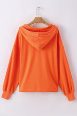 Orange Solid Kangaroo Pocket Half Zipper Oversized Hoodie Sweatshirts & Hoodies JT's Designer Fashion