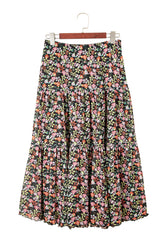 Brown Leopard Floral Reversible Ruffle Hem Maxi Skirt Skirts & Petticoat JT's Designer Fashion