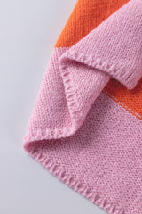 Orange Stripe Colorblock V Neck Casual Sweater Sweaters JT's Designer Fashion