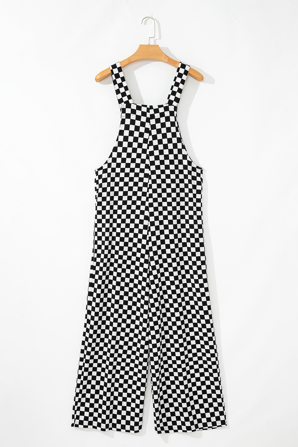 Black Checkered Print Pocketed Wide Leg Jumpsuit Jumpsuits & Rompers JT's Designer Fashion