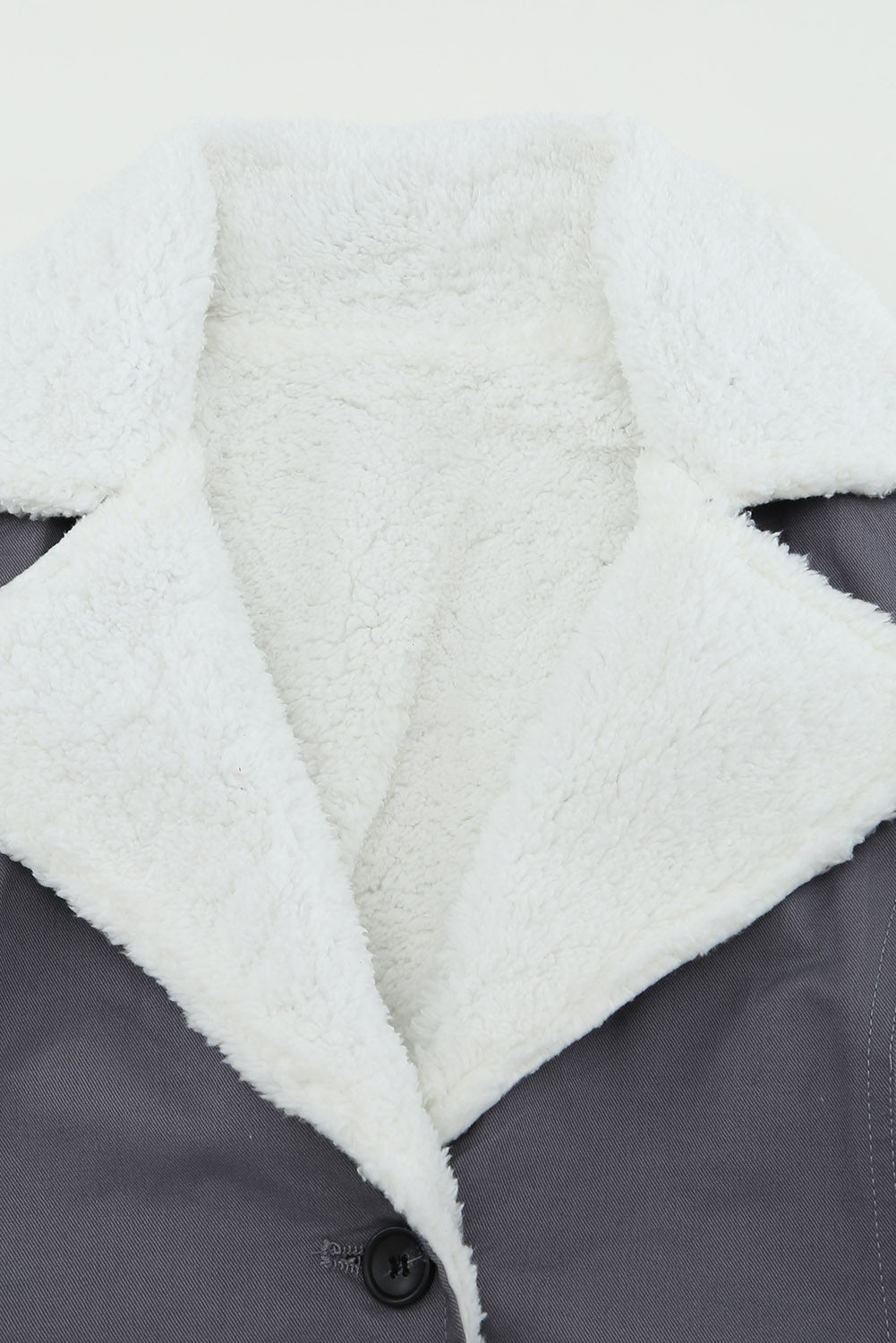 Gray Lapel Collar Button Fleece Jacket Jackets JT's Designer Fashion
