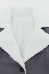 Gray Lapel Collar Button Fleece Jacket Jackets JT's Designer Fashion