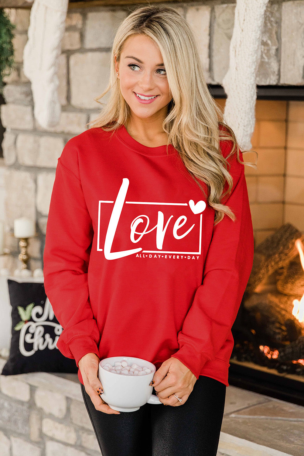 Fiery Red Valentine's Day Love Graphic Sweatshirt Graphic Sweatshirts JT's Designer Fashion