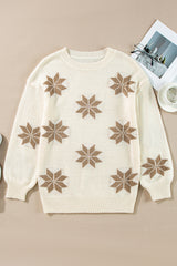White Snowflake Christmas Tunic Sweater Sweaters JT's Designer Fashion