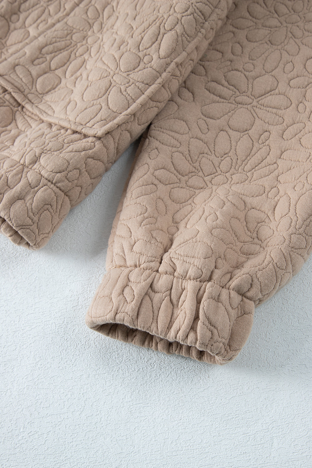 Light French Beige Floral Quilted Jacket Jackets JT's Designer Fashion