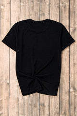 Black Rhinestone Bowknot Graphic Crewneck T Shirt Graphic Tees JT's Designer Fashion