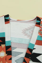 Multicolor Geometric Color Block Open Front Long Cardigan Sweaters & Cardigans JT's Designer Fashion