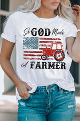 White So GOD Made A FARMER Flag Graphic Tee Graphic Tees JT's Designer Fashion