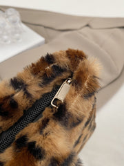 Leopard Fluff Handbag with Zip Shoulder Bags JT's Designer Fashion