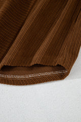 Brown Color Block Chest Pockets Buttoned Corduroy Shacket Jackets JT's Designer Fashion