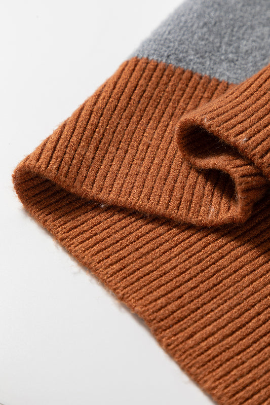 Brown Plus Size Checkered Crewneck Sweater Plus Size Sweaters & Cardigans JT's Designer Fashion