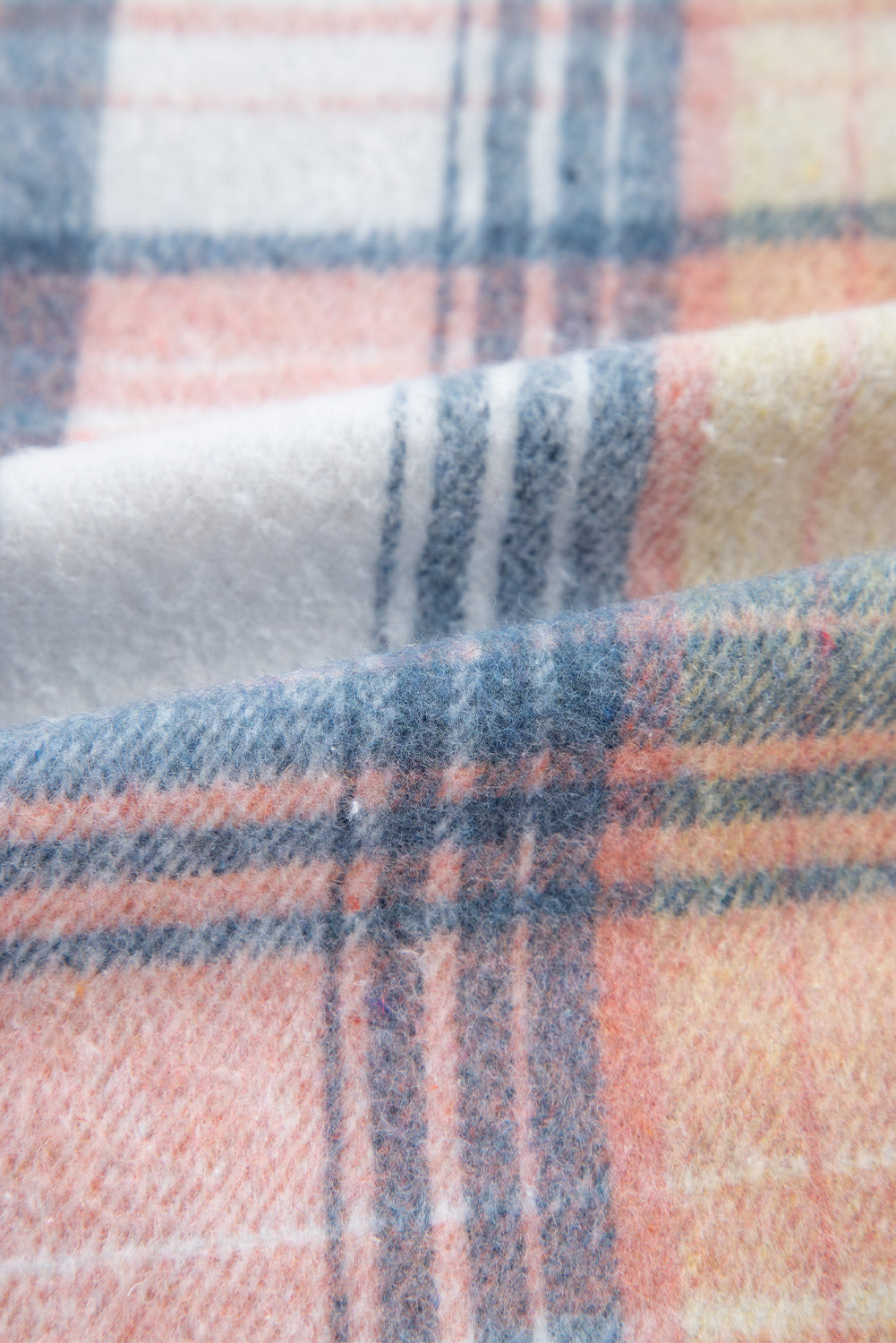Light Pink Plaid Corduroy Patchwork Chest Pocket Shacket Plaid Shackets JT's Designer Fashion