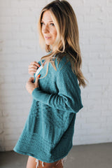 Lapis Mix Pattern Hollowed Knit Open Front Cardigan Cardigans JT's Designer Fashion