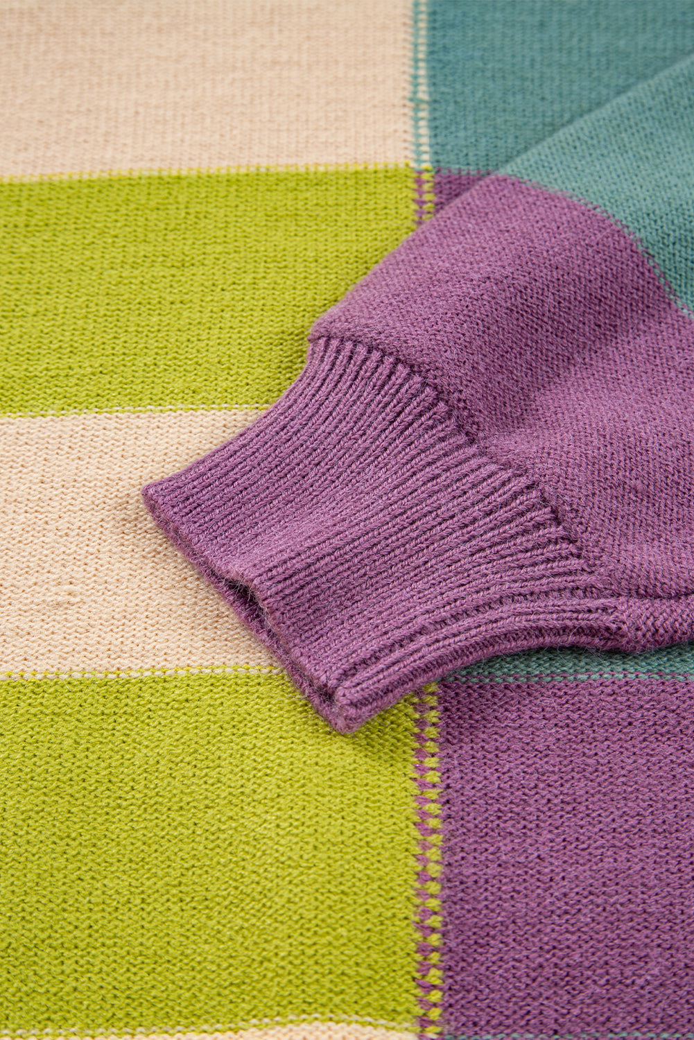 Green Stripe Drop Shoulder Ribbed Edge Casual Sweater Sweaters JT's Designer Fashion
