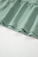 Laurel Green Tie Split Neck Textured Ruffle Patchwork Blouse Blouses & Shirts JT's Designer Fashion