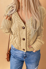 Beige Front Pockets Buttons Textured Cardigan Sweaters & Cardigans JT's Designer Fashion