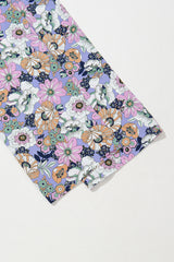 Purple Floral Print Smocked High Waist Square Neck Jumpsuit Dresses JT's Designer Fashion