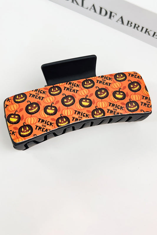 Orange Trick or Treat Halloween Print Hair Clip Headwear JT's Designer Fashion